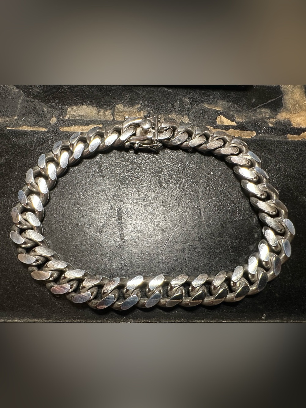 Polished Silver Cuban Link Bracelet for Men